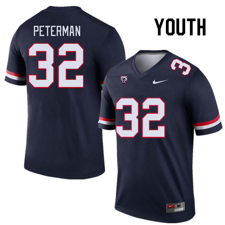 Youth #32 Cash Peterman Arizona Wildcats College Football Jerseys Stitched Sale-Navy - Click Image to Close